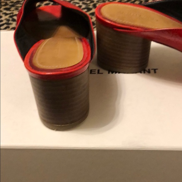 Isabel Marant red shiny leather mules size 38 - Picture 3 of 7